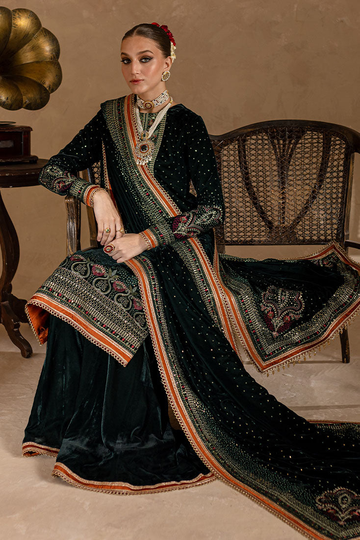 Marjjan | De Rose Velvet | MRV-07 (GREEN) by Marjjan - Designer Dress - Type: Ladies Clothes - Available at Libayah - 100% Original