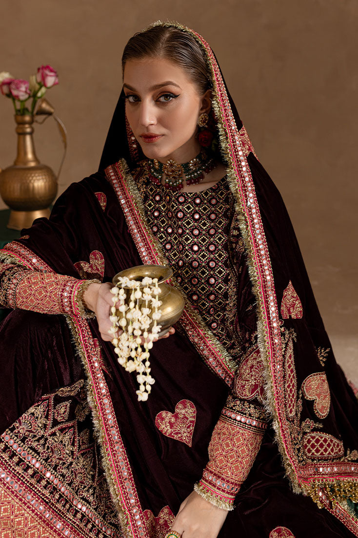 Marjjan | De Rose Velvet | MRV-08 (MEHROON) by Marjjan - Designer Dress - Type: Ladies Clothes - Available at Libayah - 100% Original