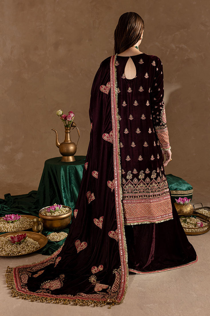 Marjjan | De Rose Velvet | MRV-08 (MEHROON) by Marjjan - Designer Dress - Type: Ladies Clothes - Available at Libayah - 100% Original