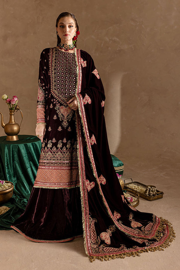 Marjjan | De Rose Velvet | MRV-08 (MEHROON) by Marjjan - Designer Dress - Type: Ladies Clothes - Available at Libayah - 100% Original