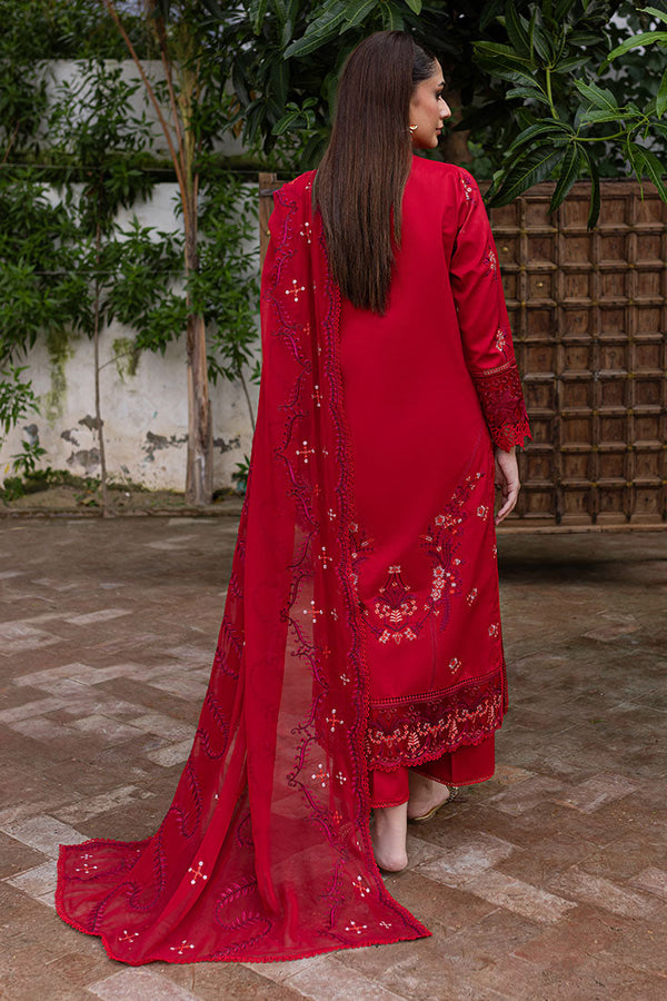Marjjan | Aangan Embroidered Viscose |  PEV-24 B (RED) by Marjjan - Designer Dress - Type: Ladies Clothes - Available at Libayah - 100% Original