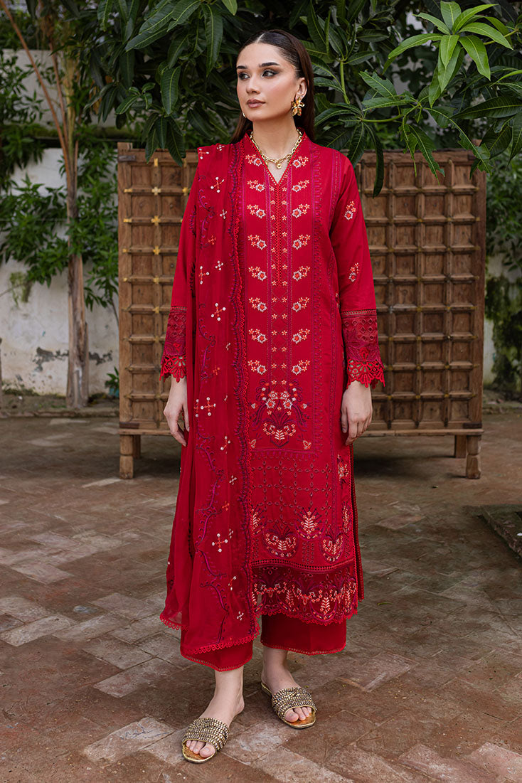 Marjjan | Aangan Embroidered Viscose |  PEV-24 B (RED) by Marjjan - Designer Dress - Type: Ladies Clothes - Available at Libayah - 100% Original