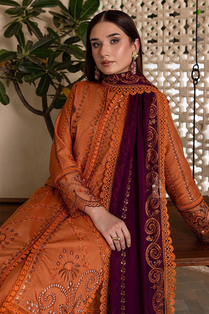 Marjjan | Aangan Embroidered Viscose |  PEV-23 B (RUST) by Marjjan - Designer Dress - Type: Ladies Clothes - Available at Libayah - 100% Original