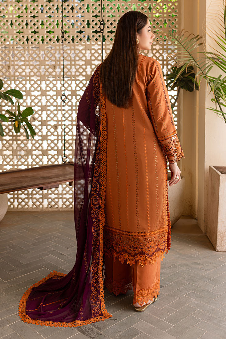 Marjjan | Aangan Embroidered Viscose |  PEV-23 B (RUST) by Marjjan - Designer Dress - Type: Ladies Clothes - Available at Libayah - 100% Original