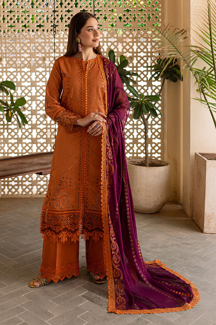 Marjjan | Aangan Embroidered Viscose |  PEV-23 B (RUST) by Marjjan - Designer Dress - Type: Ladies Clothes - Available at Libayah - 100% Original