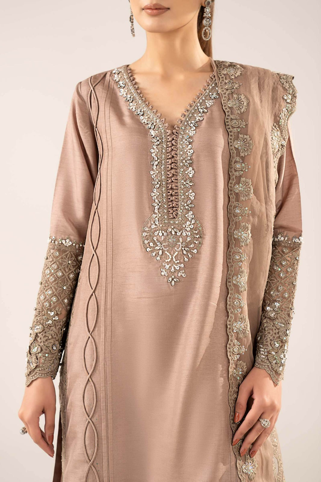 Maria B | Luxury Formals | SF-EF26-26-Coffee by Maria B - Designer Dress  - Type : Ladies Clothes - Available at Libayah - 100% Original 