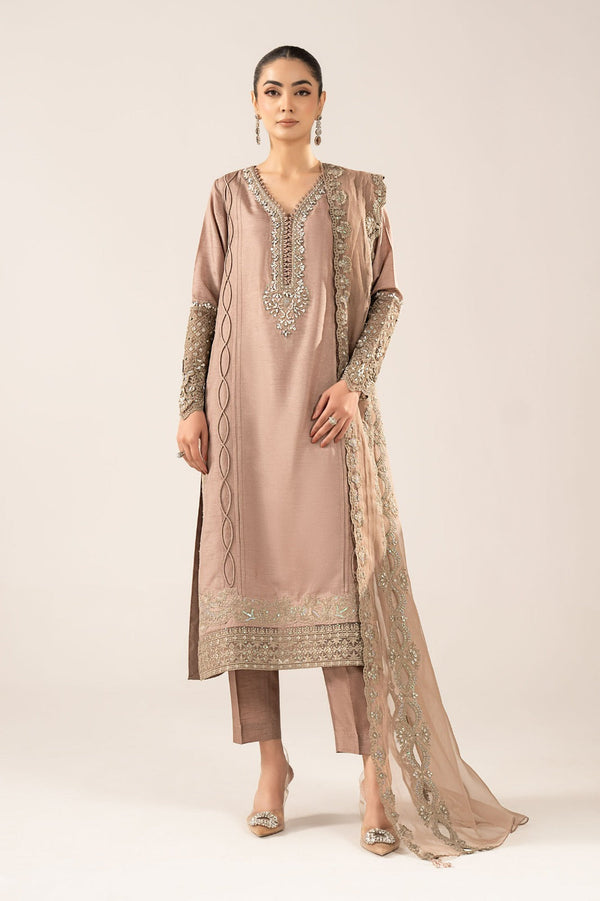 Maria B | Luxury Formals | SF-EF26-26-Coffee by Maria B - Designer Dress  - Type : Ladies Clothes - Available at Libayah - 100% Original 