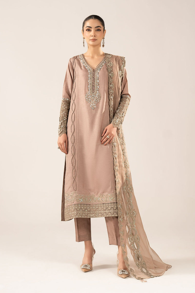Maria B | Luxury Formals | SF-EF26-26-Coffee by Maria B - Designer Dress  - Type : Ladies Clothes - Available at Libayah - 100% Original 