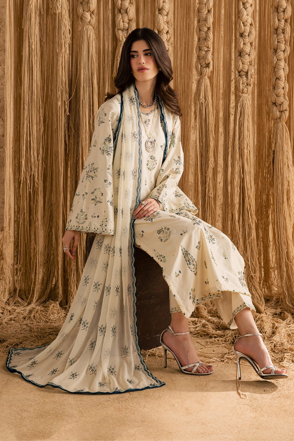 Batik | Festive Eid 26 | White Sky by Batik - Designer Dress  - Type : Ladies Clothes - Available at Libayah - 100% Original 