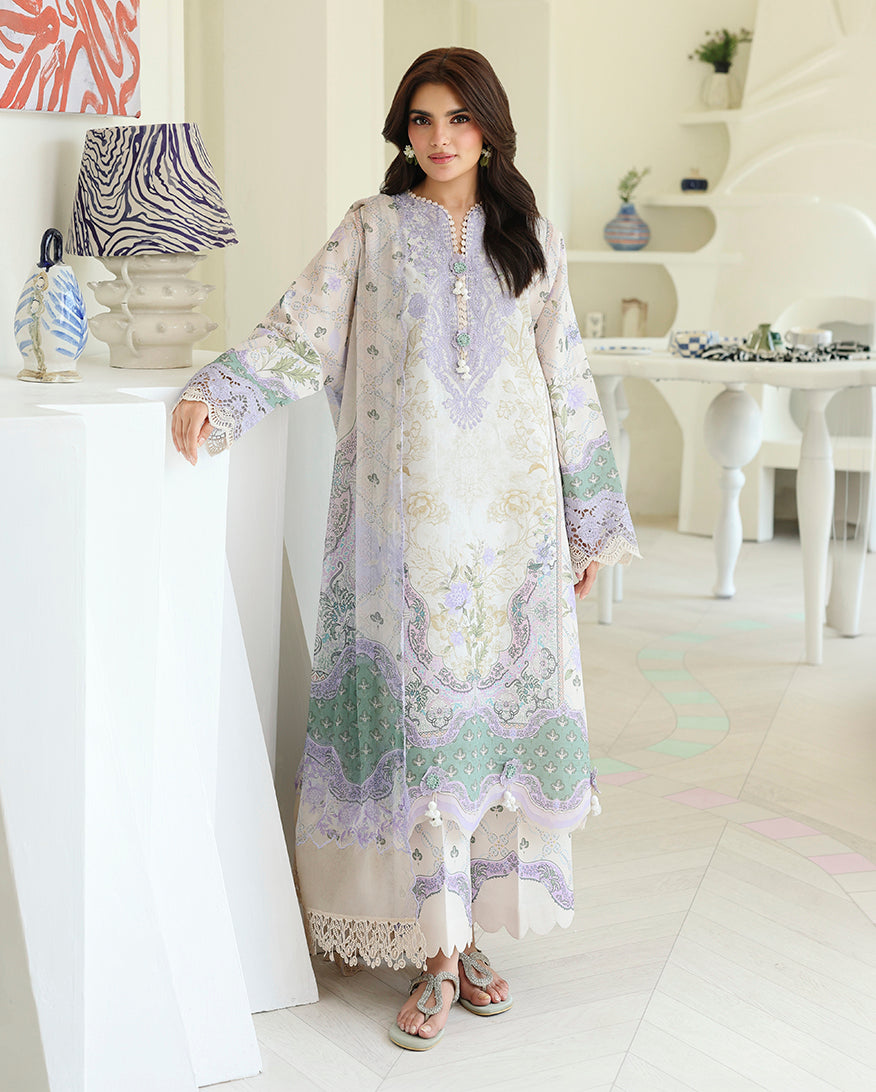 Roheenaz | Petals in Print | White Camellia by Roheenaz - Designer Dress  - Type : Ladies Clothes - Available at Libayah - 100% Original 