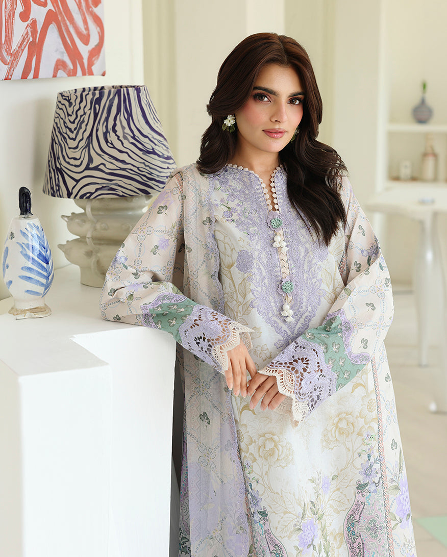 Roheenaz | Petals in Print | White Camellia by Roheenaz - Designer Dress  - Type : Ladies Clothes - Available at Libayah - 100% Original 