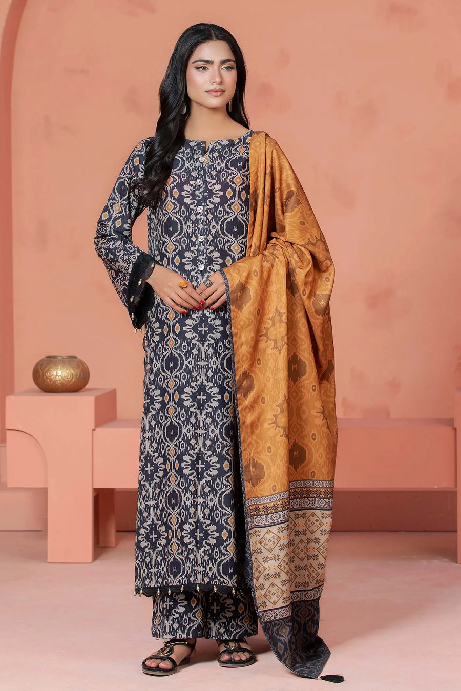 SLUB 7753 – authentic Pakistani dress from the Adans Libas Khaddar 25 collection for women in the UK