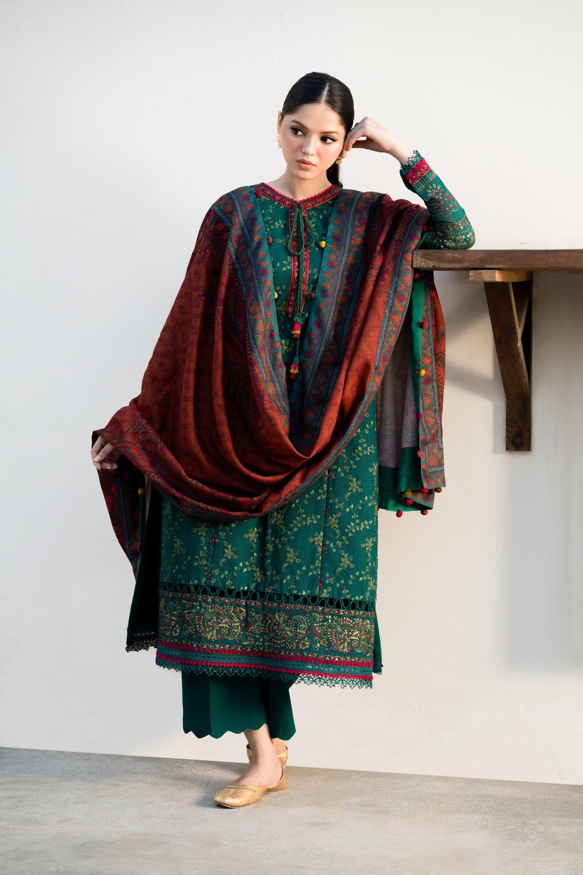 Xenia Formals | Dhoop Kinaray Winter Shawl 24 | ZEMURD by Xenia Formals - Designer Dress - Type: Ladies Clothes - Available at Libayah - 100% Original