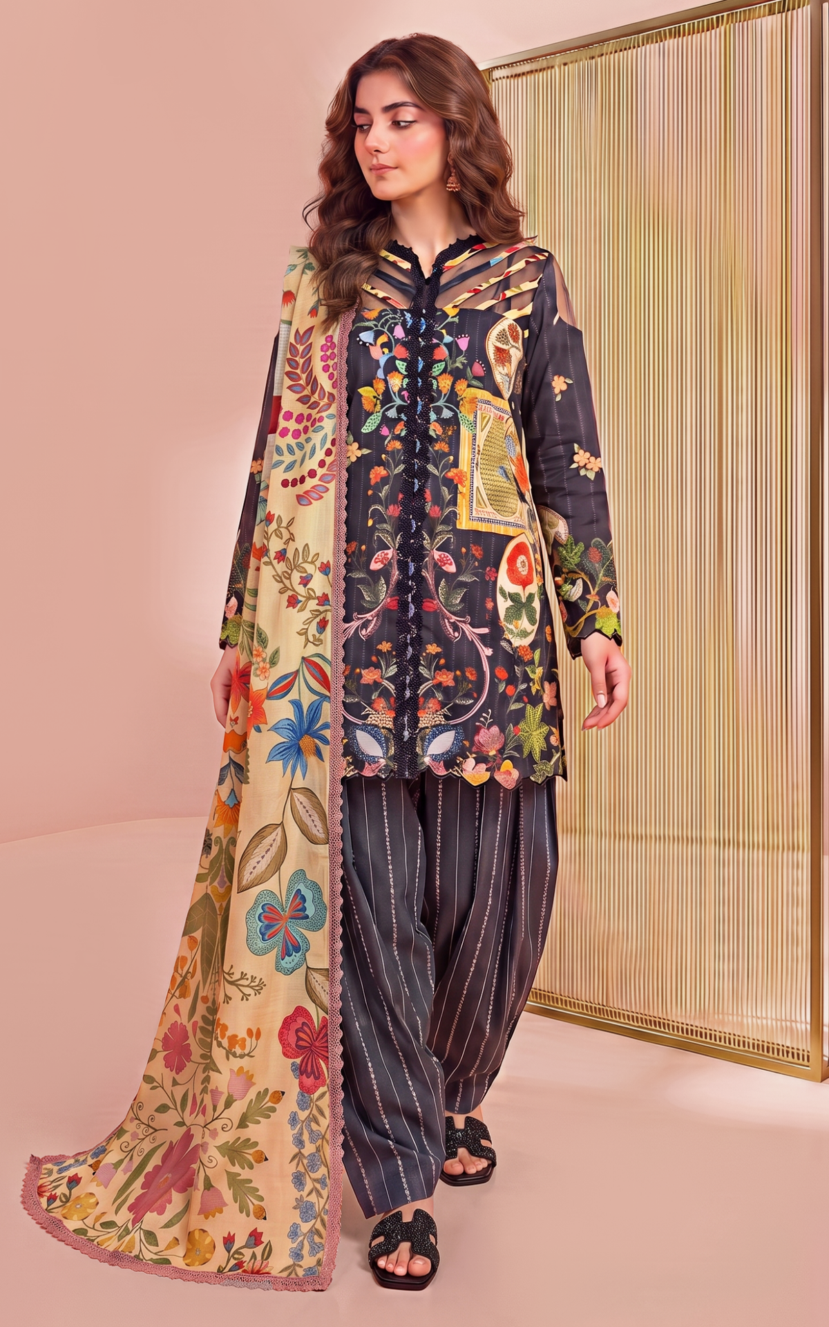 Asifa and Nabeel | Yakin 26 | Marigold (YKL26-01) by Asifa and Nabeel - Designer Dress  - Type : Ladies Clothes - Available at Libayah - 100% Original 
