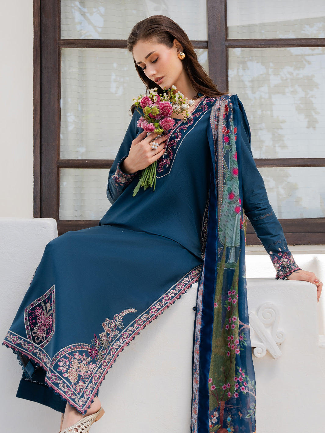 Izel | Dareen Luxury Lawn 26 | Zeenat by Izel - Designer Dress - Type : Luxury Dress - Available at Libayah - 100% Original