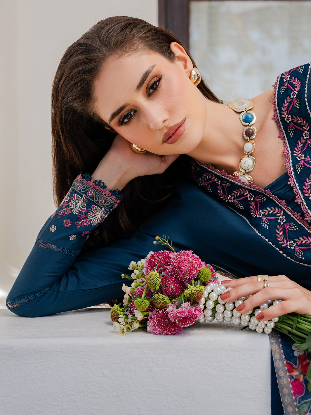 Izel | Dareen Luxury Lawn 26 | Zeenat by Izel - Designer Dress - Type : Luxury Dress - Available at Libayah - 100% Original