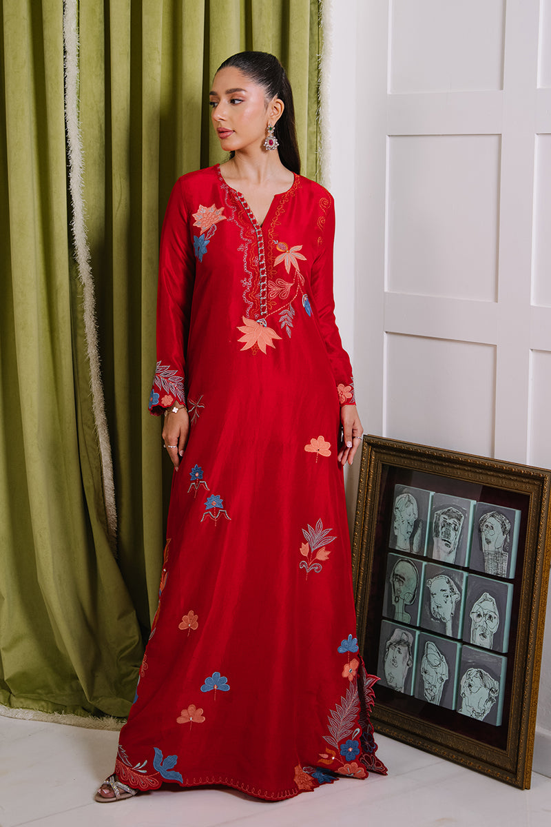 Mina Hassan | Signature Luxe 25 | Crimson Dream Kaftan by Mina Hassan - Designer Dress - Type : Ladies Clothes - Available at Libayah - 100% Original 