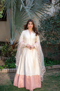 Wahaj M Khan | Pari Collection | Ivory Rawsilk Anarkali by Wahaj M Khan - Designer Dress  - Type : Ladies Clothes - Available at Libayah - 100% Original 