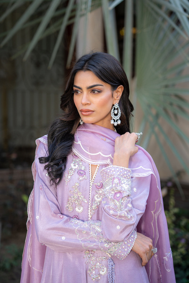 Wahaj M Khan | Pari Collection | Lilac Anarkali by Wahaj M Khan - Designer Dress  - Type : Ladies Clothes - Available at Libayah - 100% Original 
