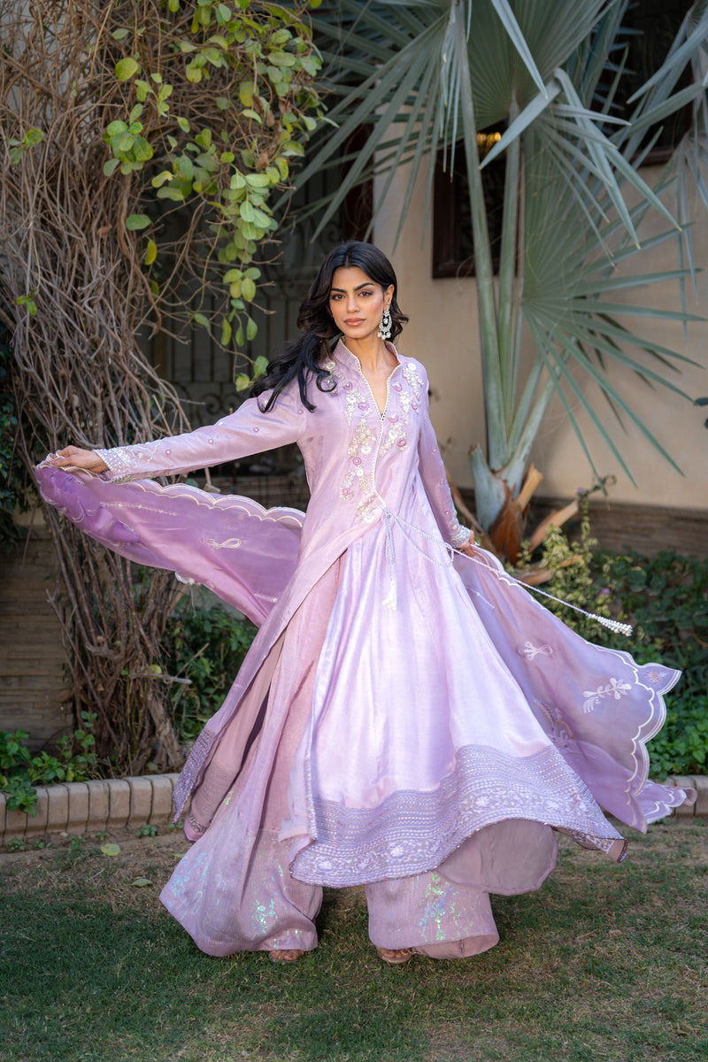 Wahaj M Khan | Pari Collection | Lilac Anarkali by Wahaj M Khan - Designer Dress  - Type : Ladies Clothes - Available at Libayah - 100% Original 