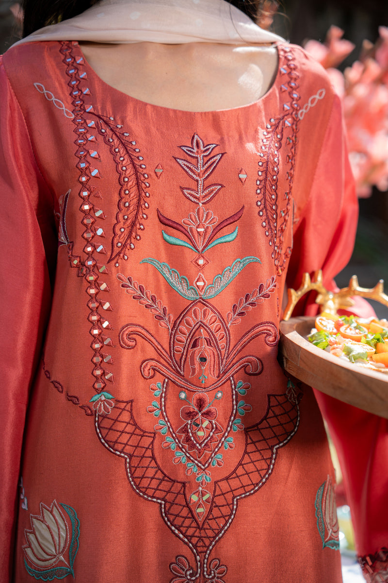 Wahaj M Khan | Pari Collection | Rust Maroon Kaftan Pari Outfit by Wahaj M Khan - Designer Dress  - Type : Ladies Clothes - Available at Libayah - 100% Original 