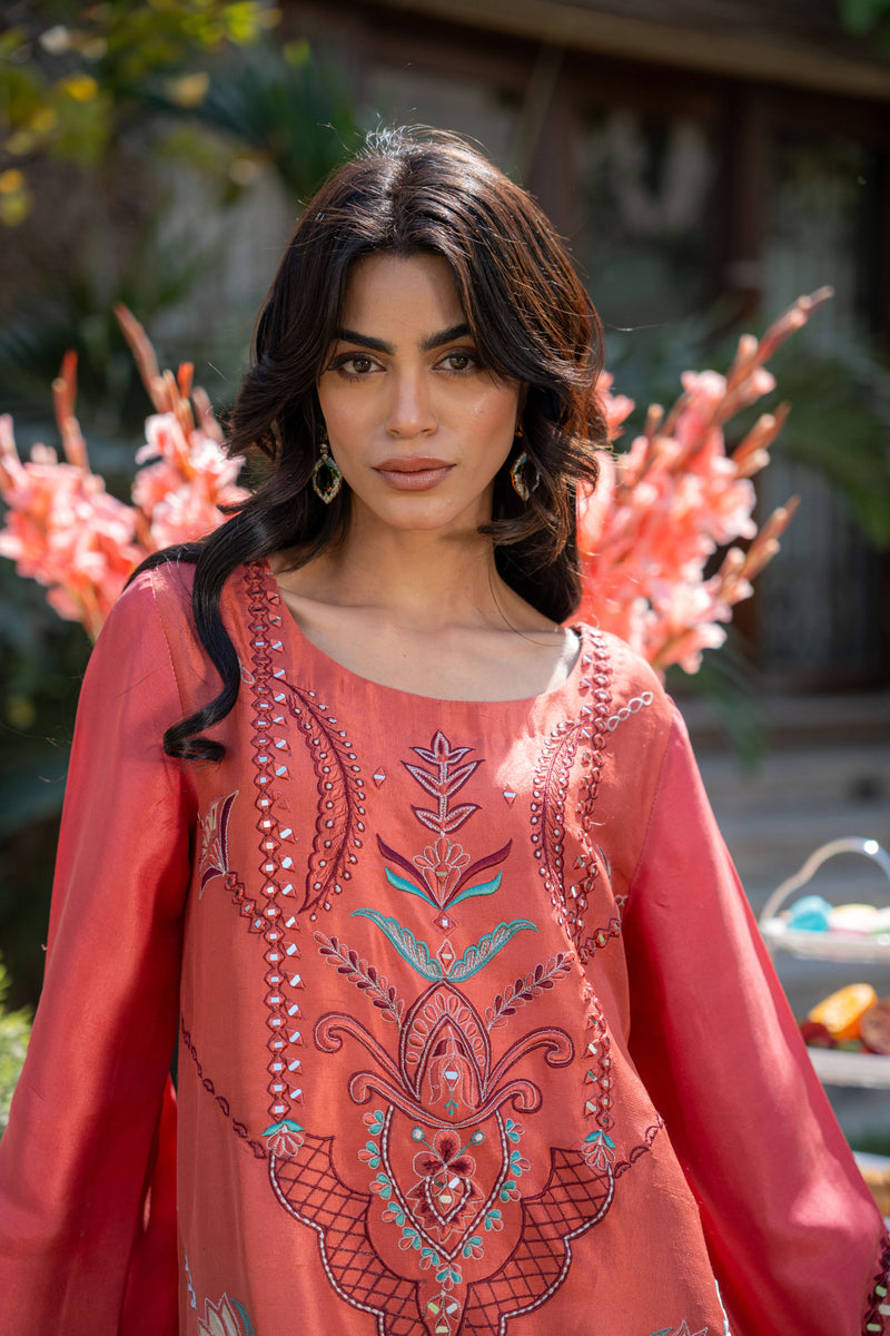 Wahaj M Khan | Pari Collection | Rust Maroon Kaftan Pari Outfit by Wahaj M Khan - Designer Dress  - Type : Ladies Clothes - Available at Libayah - 100% Original 