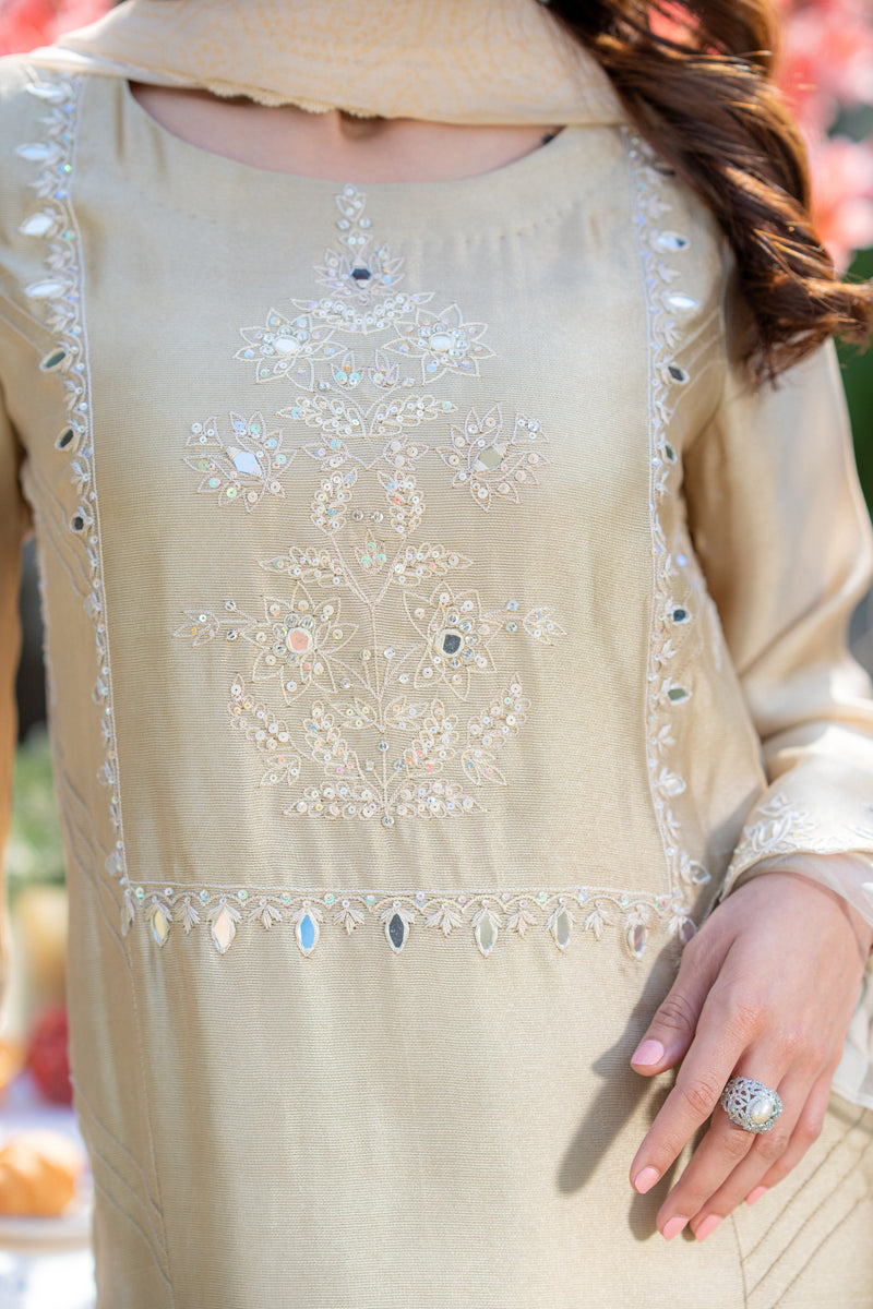 Wahaj M Khan | Pari Collection | Ivory biege Pari Outfit by Wahaj M Khan - Designer Dress  - Type : Ladies Clothes - Available at Libayah - 100% Original 