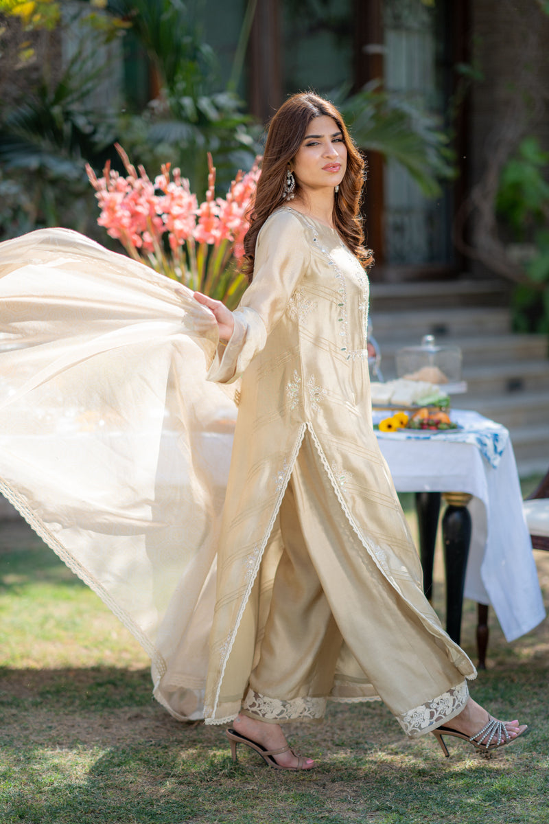 Wahaj M Khan | Pari Collection | Ivory biege Pari Outfit by Wahaj M Khan - Designer Dress  - Type : Ladies Clothes - Available at Libayah - 100% Original 