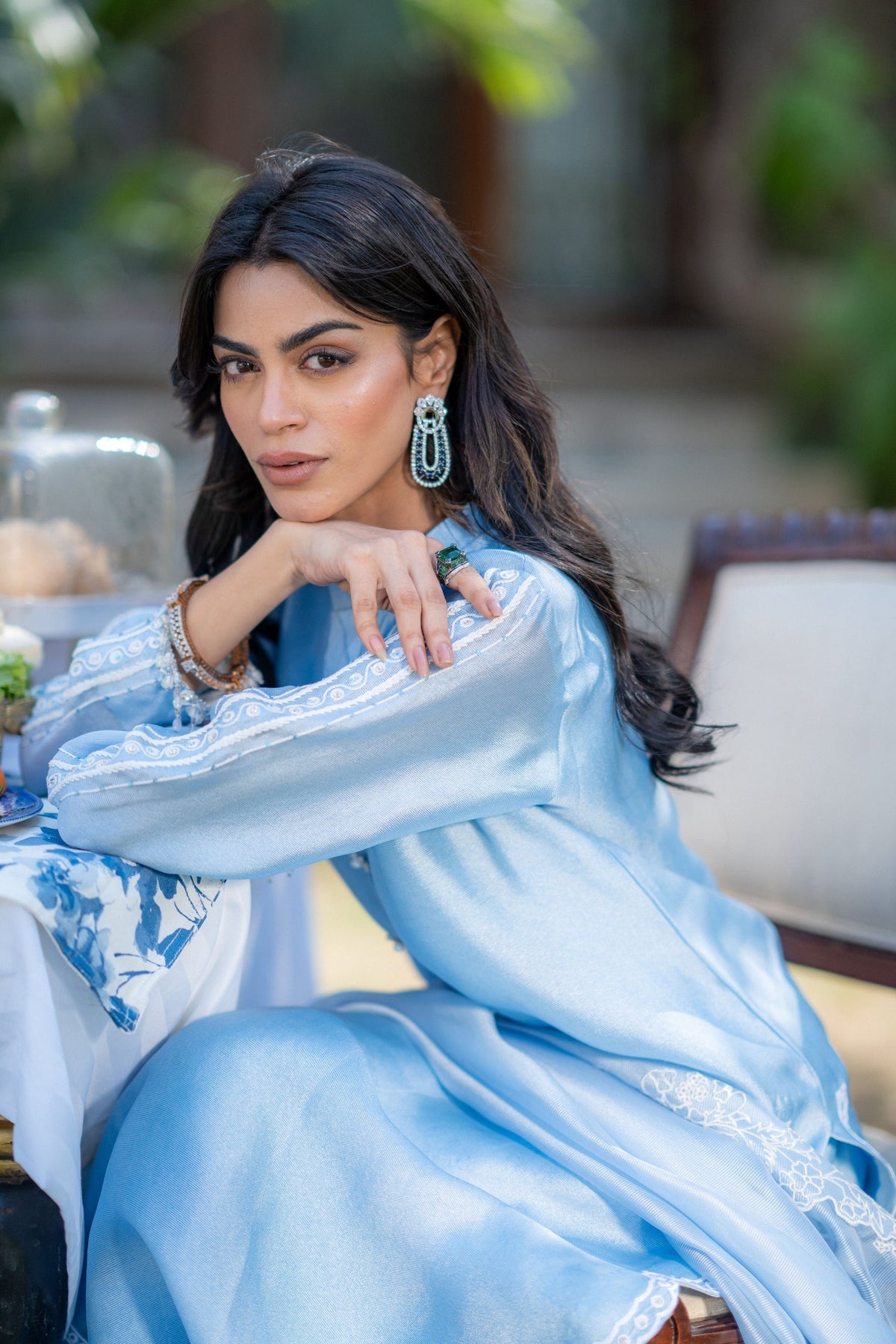 Wahaj M Khan | Pari Collection | Ferozi Pari Sheesha Outfi by Wahaj M Khan - Designer Dress  - Type : Ladies Clothes - Available at Libayah - 100% Original 