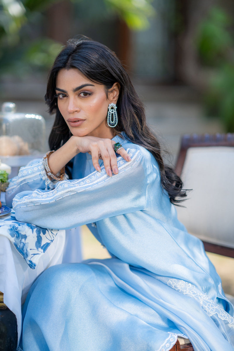 Wahaj M Khan | Pari Collection | Ferozi Pari Sheesha Outfi by Wahaj M Khan - Designer Dress  - Type : Ladies Clothes - Available at Libayah - 100% Original 