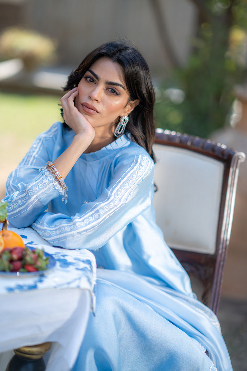 Wahaj M Khan | Pari Collection | Ferozi Pari Sheesha Outfi by Wahaj M Khan - Designer Dress  - Type : Ladies Clothes - Available at Libayah - 100% Original 