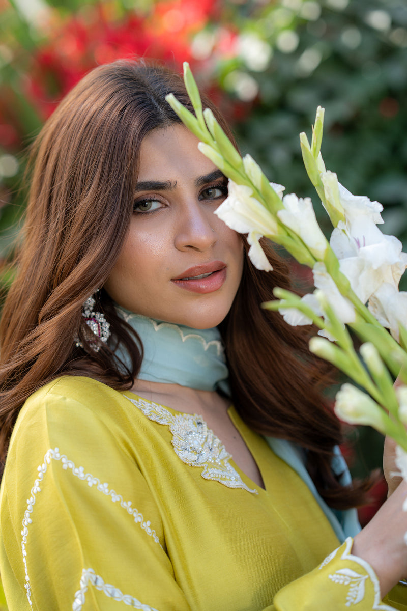 Wahaj M Khan | Pari Collection | Yellow Sheesha Pari Outfit by Wahaj M Khan - Designer Dress  - Type : Ladies Clothes - Available at Libayah - 100% Original 