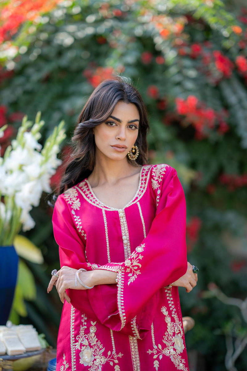 Wahaj M Khan | Pari Collection | Hotpink Sheesha Jacket by Wahaj M Khan - Designer Dress  - Type : Ladies Clothes - Available at Libayah - 100% Original 