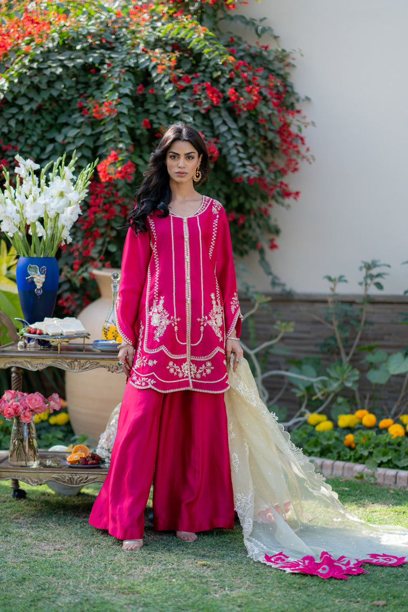 Wahaj M Khan | Pari Collection | Hotpink Sheesha Jacket by Wahaj M Khan - Designer Dress  - Type : Ladies Clothes - Available at Libayah - 100% Original 