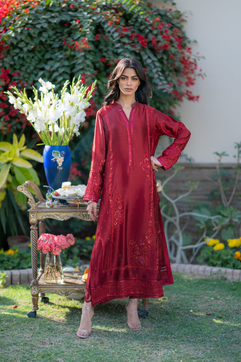 Wahaj M Khan | Pari Collection | Red Pari Sheesha Outfit by Wahaj M Khan - Designer Dress  - Type : Ladies Clothes - Available at Libayah - 100% Original 