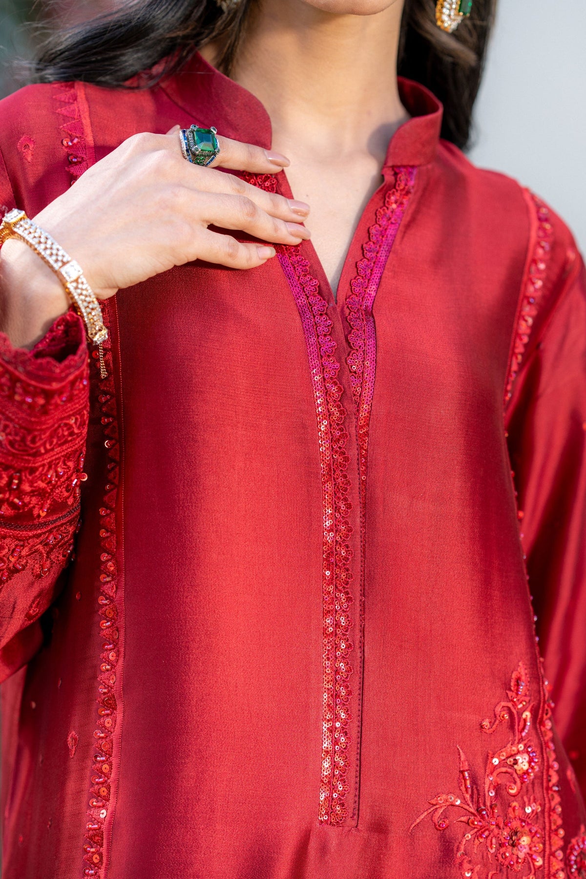 Wahaj M Khan | Pari Collection | Red Pari Sheesha Outfit by Wahaj M Khan - Designer Dress  - Type : Ladies Clothes - Available at Libayah - 100% Original 