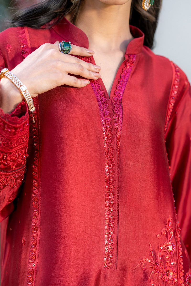 Wahaj M Khan | Pari Collection | Red Pari Sheesha Outfit by Wahaj M Khan - Designer Dress  - Type : Ladies Clothes - Available at Libayah - 100% Original 