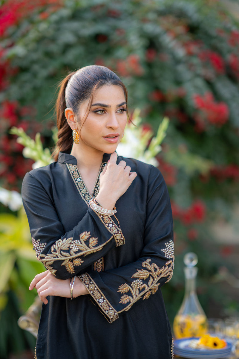 Wahaj M Khan | Pari Collection | Black Turquoise Pari Outfit by Wahaj M Khan - Designer Dress  - Type : Ladies Clothes - Available at Libayah - 100% Original 