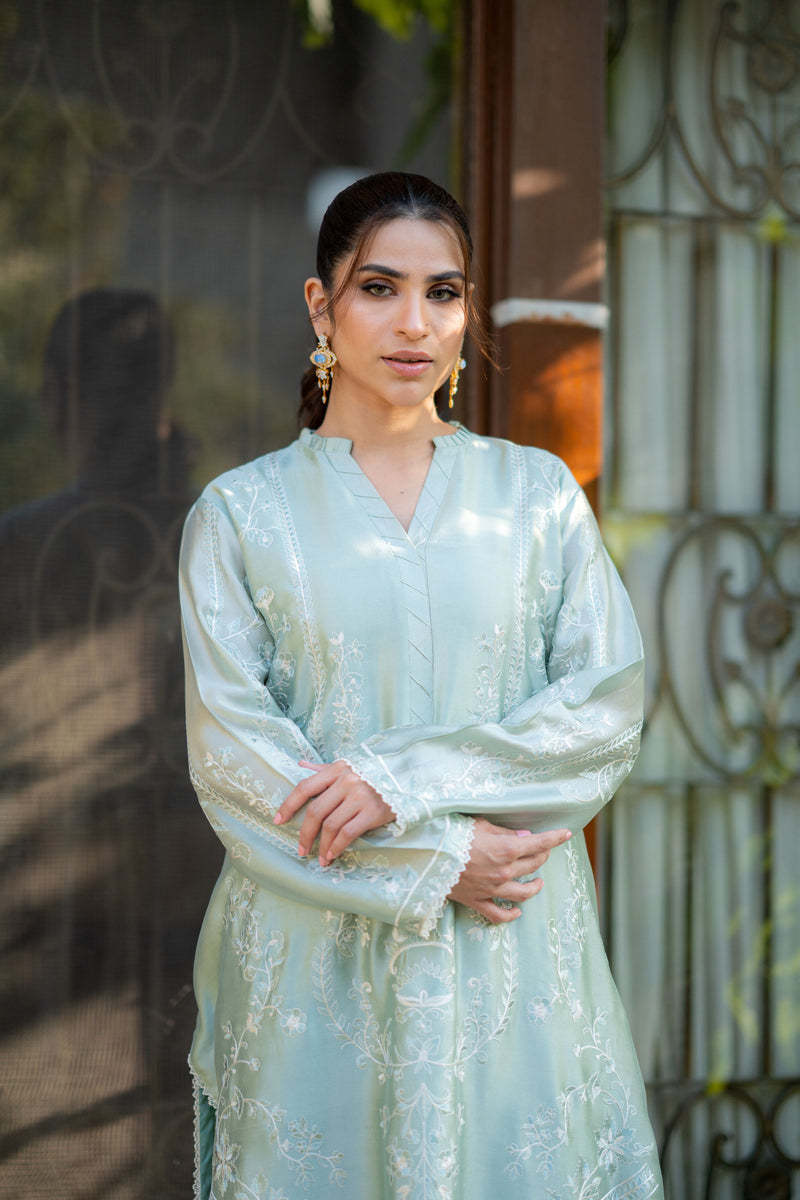 Wahaj M Khan | Pari Collection | Mint Sheesha Pari Set by Wahaj M Khan - Designer Dress  - Type : Ladies Clothes - Available at Libayah - 100% Original 