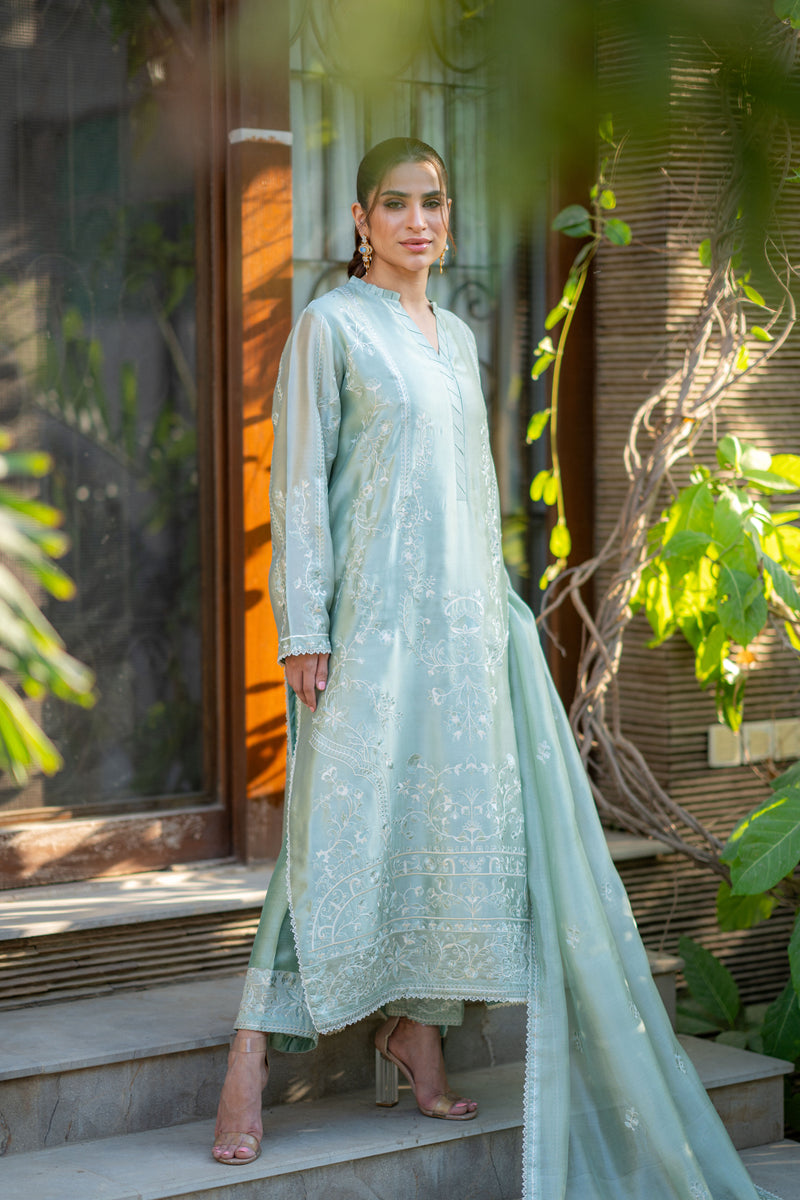 Wahaj M Khan | Pari Collection | Mint Sheesha Pari Set by Wahaj M Khan - Designer Dress  - Type : Ladies Clothes - Available at Libayah - 100% Original 
