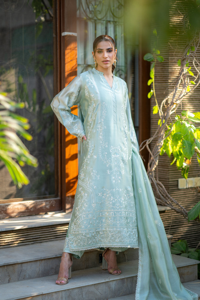 Wahaj M Khan | Pari Collection | Mint Sheesha Pari Set by Wahaj M Khan - Designer Dress  - Type : Ladies Clothes - Available at Libayah - 100% Original 