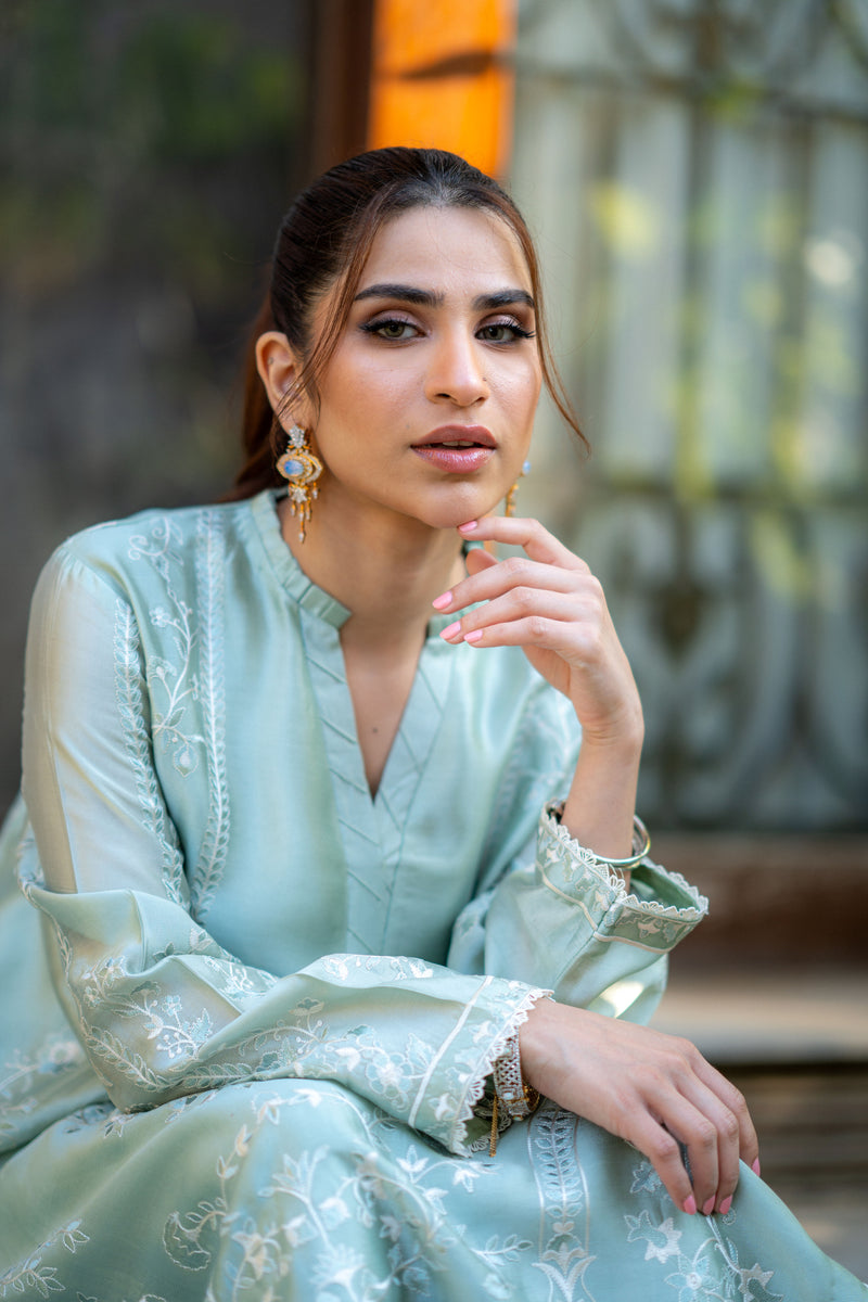 Wahaj M Khan | Pari Collection | Mint Sheesha Pari Set by Wahaj M Khan - Designer Dress  - Type : Ladies Clothes - Available at Libayah - 100% Original 