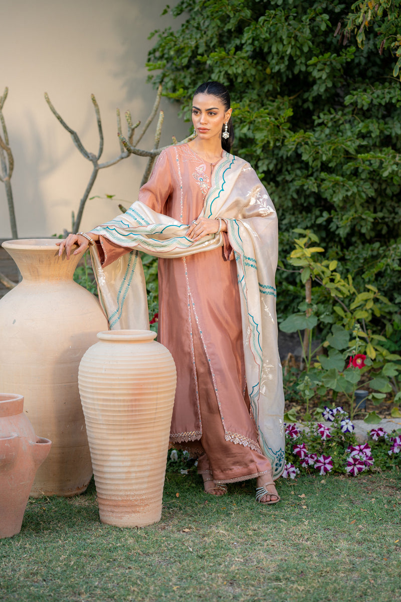 Wahaj M Khan | Pari Collection | Mocha Sheesha Pari Outfit by Wahaj M Khan - Designer Dress  - Type : Ladies Clothes - Available at Libayah - 100% Original 