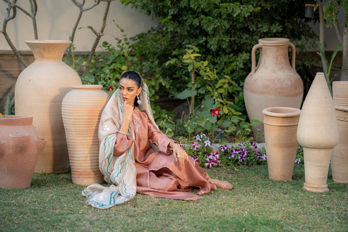 Wahaj M Khan | Pari Collection | Mocha Sheesha Pari Outfit by Wahaj M Khan - Designer Dress  - Type : Ladies Clothes - Available at Libayah - 100% Original 