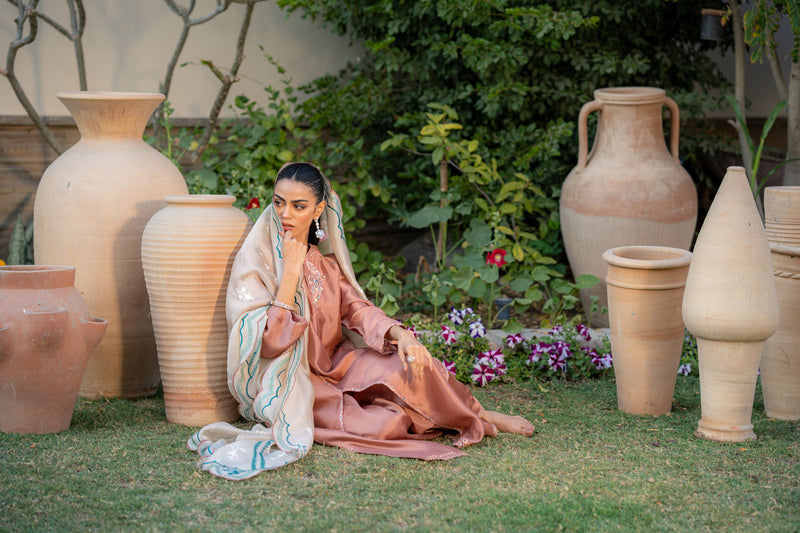 Wahaj M Khan | Pari Collection | Mocha Sheesha Pari Outfit by Wahaj M Khan - Designer Dress  - Type : Ladies Clothes - Available at Libayah - 100% Original 