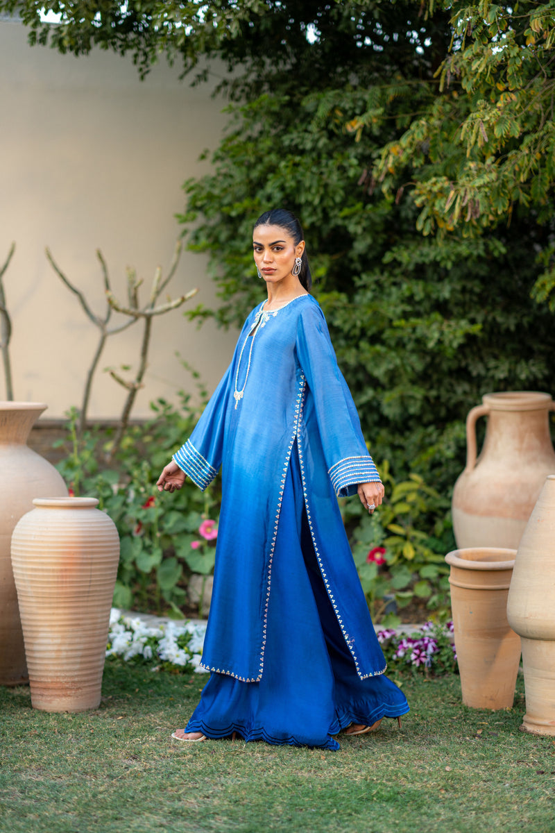 Wahaj M Khan | Pari Collection | Blue Shaded Sheesha Outfit by Wahaj M Khan - Designer Dress  - Type : Ladies Clothes - Available at Libayah - 100% Original 