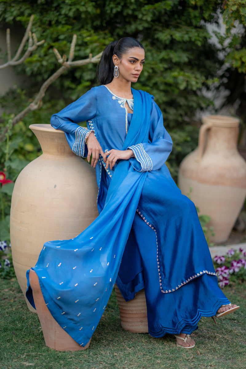 Wahaj M Khan | Pari Collection | Blue Shaded Sheesha Outfit by Wahaj M Khan - Designer Dress  - Type : Ladies Clothes - Available at Libayah - 100% Original 