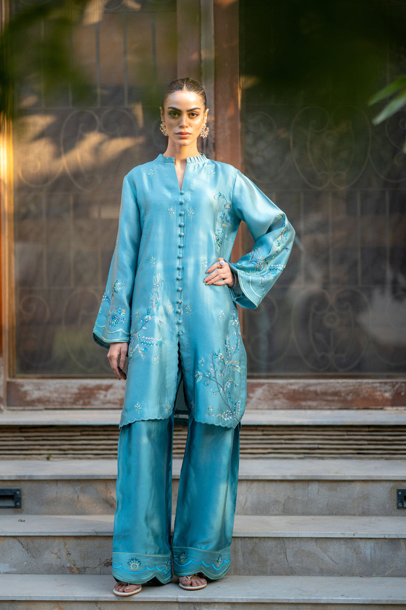 Wahaj M Khan | Pari Collection | Blue Grey Pari Outfit by Wahaj M Khan - Designer Dress  - Type : Ladies Clothes - Available at Libayah - 100% Original 