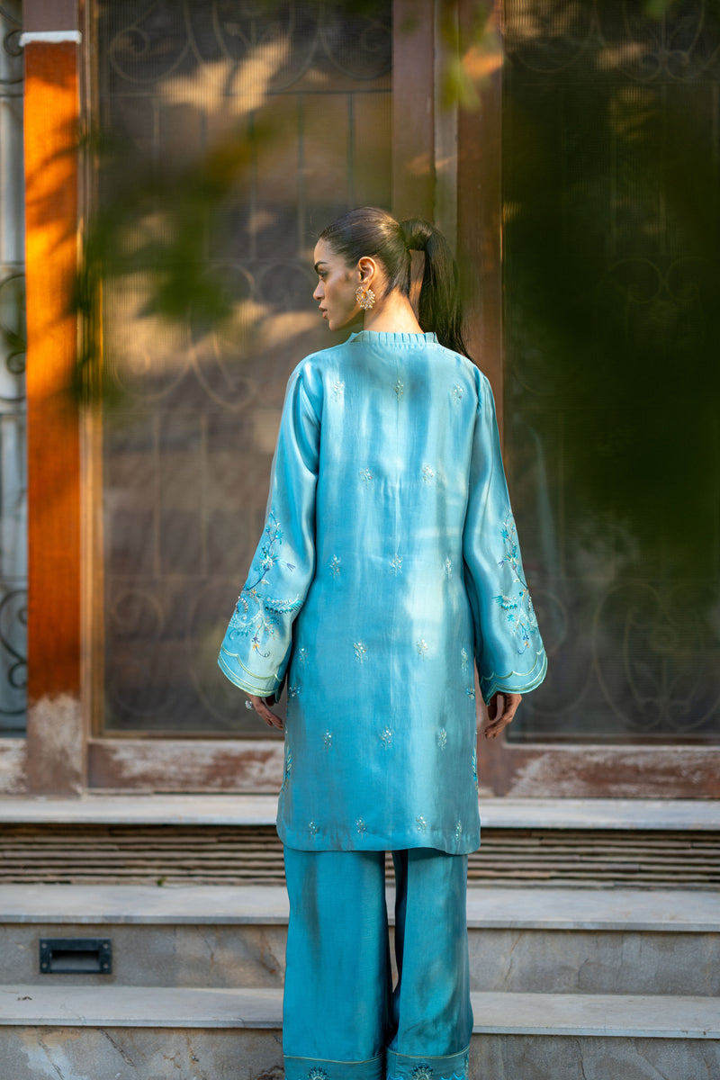 Wahaj M Khan | Pari Collection | Blue Grey Pari Outfit by Wahaj M Khan - Designer Dress  - Type : Ladies Clothes - Available at Libayah - 100% Original 