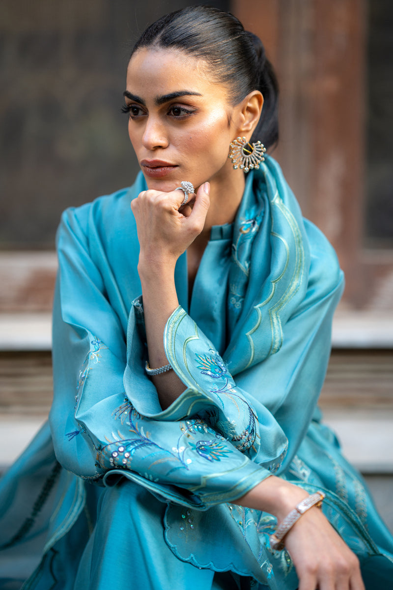 Wahaj M Khan | Pari Collection | Blue Grey Pari Outfit by Wahaj M Khan - Designer Dress  - Type : Ladies Clothes - Available at Libayah - 100% Original 
